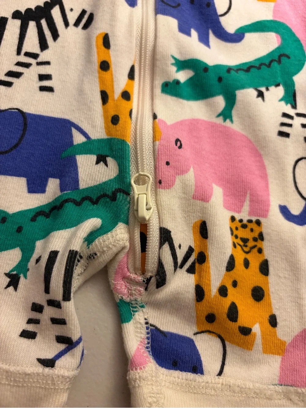 Hanna Andersson 2T Organic Cotton Animal Print Romper 2-Way Zip